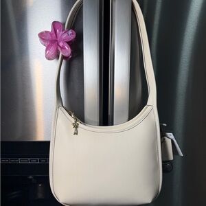 Coach Ivory Shoulder Bag with Pink Floral Detail